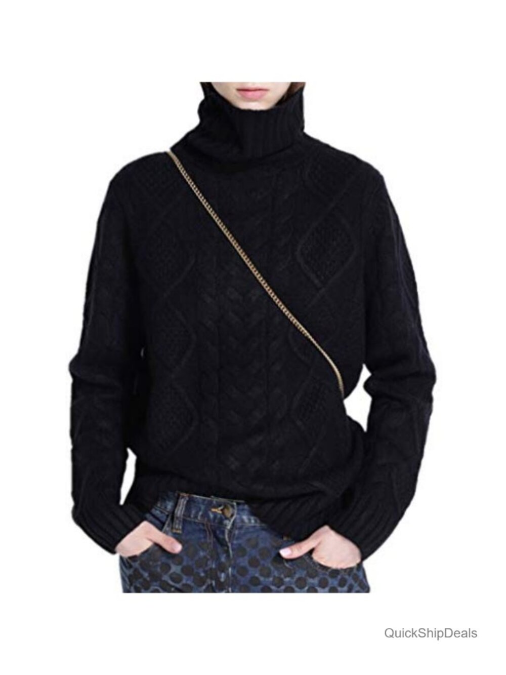 Wool Blend Turtleneck Pullover Sweater Women's Loose Knit Winter Long Sleeve